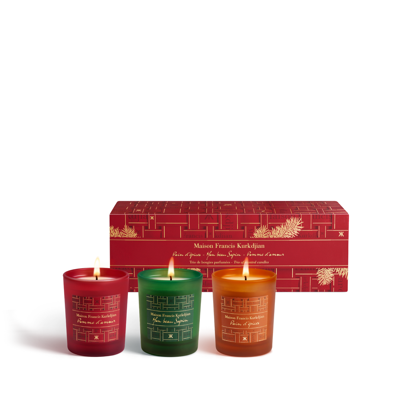 Mon beau Sapin, Pomme d’amour & Pain d’épices Trio of scented candles