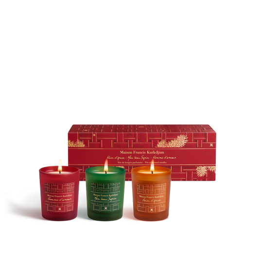 Mon beau Sapin, Pomme d’amour & Pain d’épices Trio of scented candles