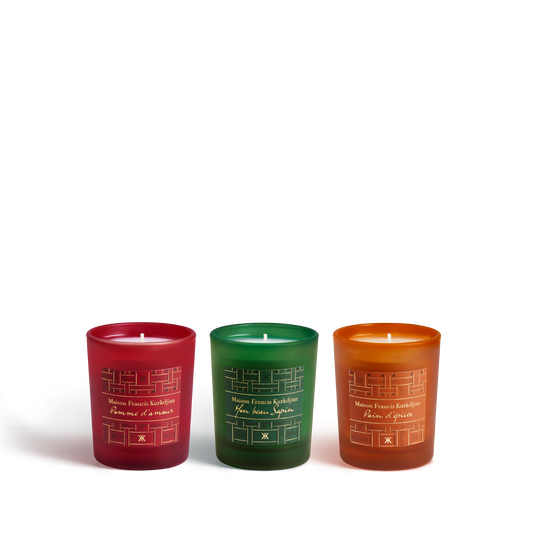 Mon beau Sapin, Pomme d’amour & Pain d’épices Trio of scented candles