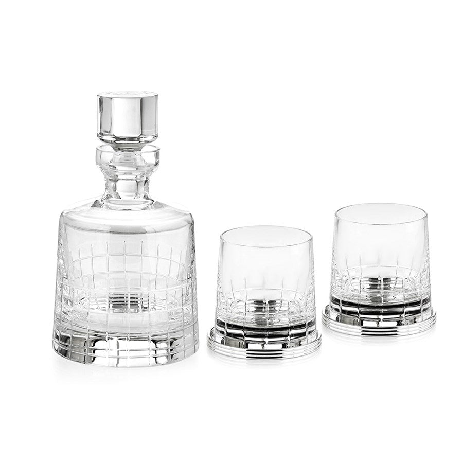 Coffret Set Graphik Whisky Decanter , 2 Goblets & Coasters