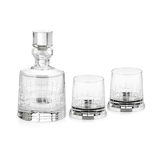 Coffret Set Graphik Whisky Decanter , 2 Goblets & Coasters